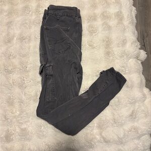 American Eagle Charcoal Skinny Cargo Pants High Waisted Utility Grey Denim 14